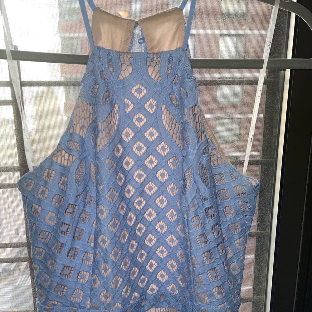Lulu's Blue Halter Sheath Dress for Weddings - Picture 3 of 8